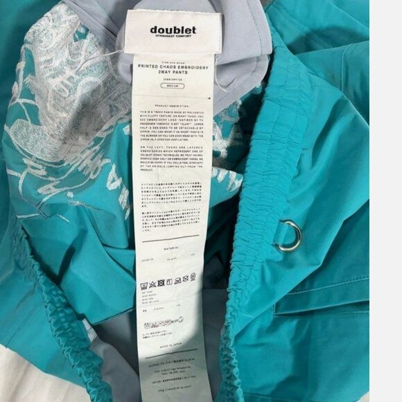 DOUBLET RARE $695 JAPAN Streetwear Printed Chaos Embroidery Two Way Pants Blue M - Picture 9 of 15